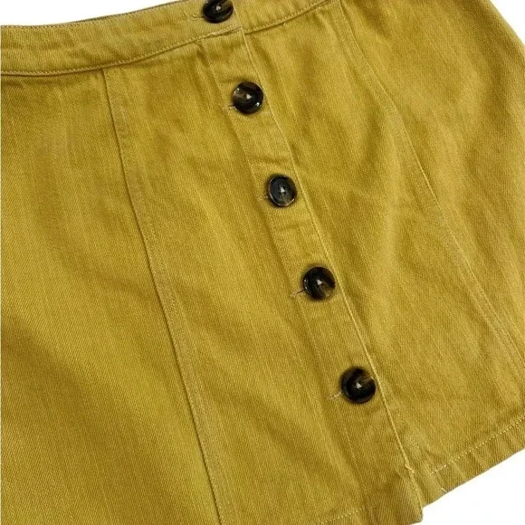 Newbury Kustom - Button Front Mustard Yellow Mini Skirt Size Small EUC - Picture 2 of 6